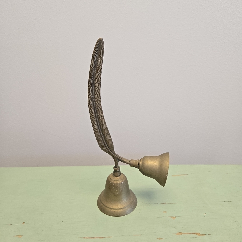 Brass Feather Quill Double Bell Vintage - Picture 6 of 7